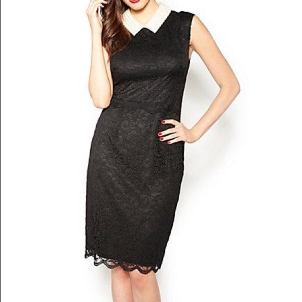 Betsey Johnson Pearl Collar Lace Sheath Dress